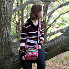 Load image into Gallery viewer, Made with an ethnic jacquard fabric this bag is for world travellers who just know how to look cool in any and every place...