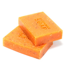 Load image into Gallery viewer, Argan &amp; Rosemary Made with Rosemary Essential Oil and rich Moroccan Argan Oil, with dried Rosemary leaves, this soap has an invigorating aroma to enliven you and may help moisturise and soften your skin.  Hand crafted using only sustainable Palm oil, age-old botanicals and pure aromatic oils, these almost mythical soaps will transform your daily wash into a cleansing ritual to be savoured. SLS and Pa