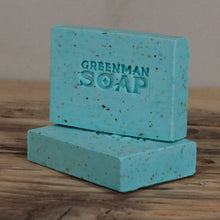 Load image into Gallery viewer, Frankincense &amp; Bergamot Made with Frankincense and Bergamot Essential Oils, and dried Mint, this soap has a wonderfully uplifting fragrance to help you get ready for the day ahead.  Hand crafted using only sustainable Palm oil, age-old botanicals and pure aromatic oils, these almost mythical soaps will transform your daily wash into a cleansing ritual to be savoured. SLS and Parabens free.