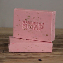 Load image into Gallery viewer, Rosewood &amp; Ylang Made with Rosewood and Ylang Essential Oils, with dried rose petals, this soap smells luxuriously sweet and floral. Perfect for pampering.  Hand crafted using only sustainable palm oil, age-old botanicals and pure aromatic oils, these almost mythical soaps will transform your daily wash into a cleansing ritual to be savoured. SLS and Parabens free.