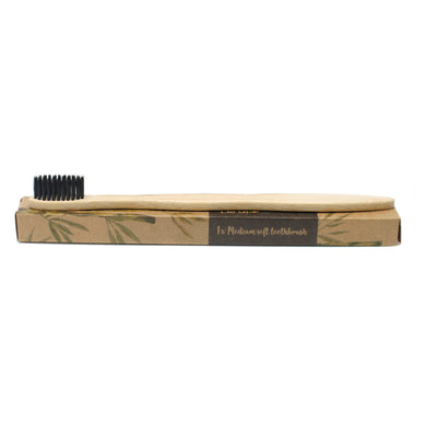 From Earth to Earth, 'AW Earth' Bamboo Toothbrushes are medium soft and comfortable to use.  They are as effective as a conventional plastic toothbrush but are far better for our environment and a simple way to reduce your consumption.  Bamboo has a very nice natural energy and as a swift growing plant is therefore more environmentally friendly.  Each brush is hand wrapped individually in a recyclable cardboard.   Sold in single units.   * picture for illustration purposes only*